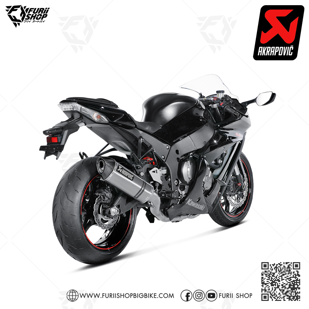 ท่อแต่ง Akrapovic Slip on Titanium Logo aluminium คอตรง : for Kawasaki ZX10R 2016-2020 / ZX10RR New 2018-2020!!!