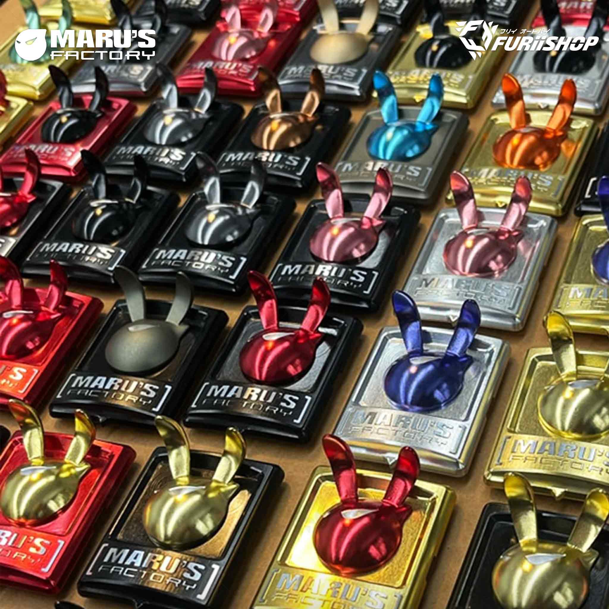 โลโก้เพลด Maru's factory LIMITED EDITION RABBIT หูกระต่าย หัวดำด้าน ฐานแดง