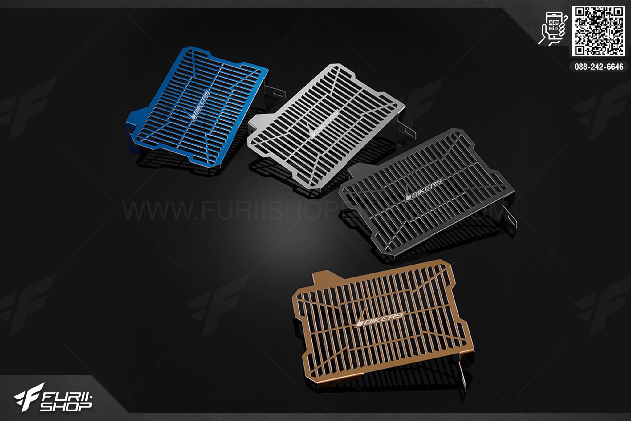 การ์ดหม้อน้ำ Titanium-Coated Stainless Radiator Guard (1.2 mm) Biker Yamaha YZF-R15 (2014-2016)