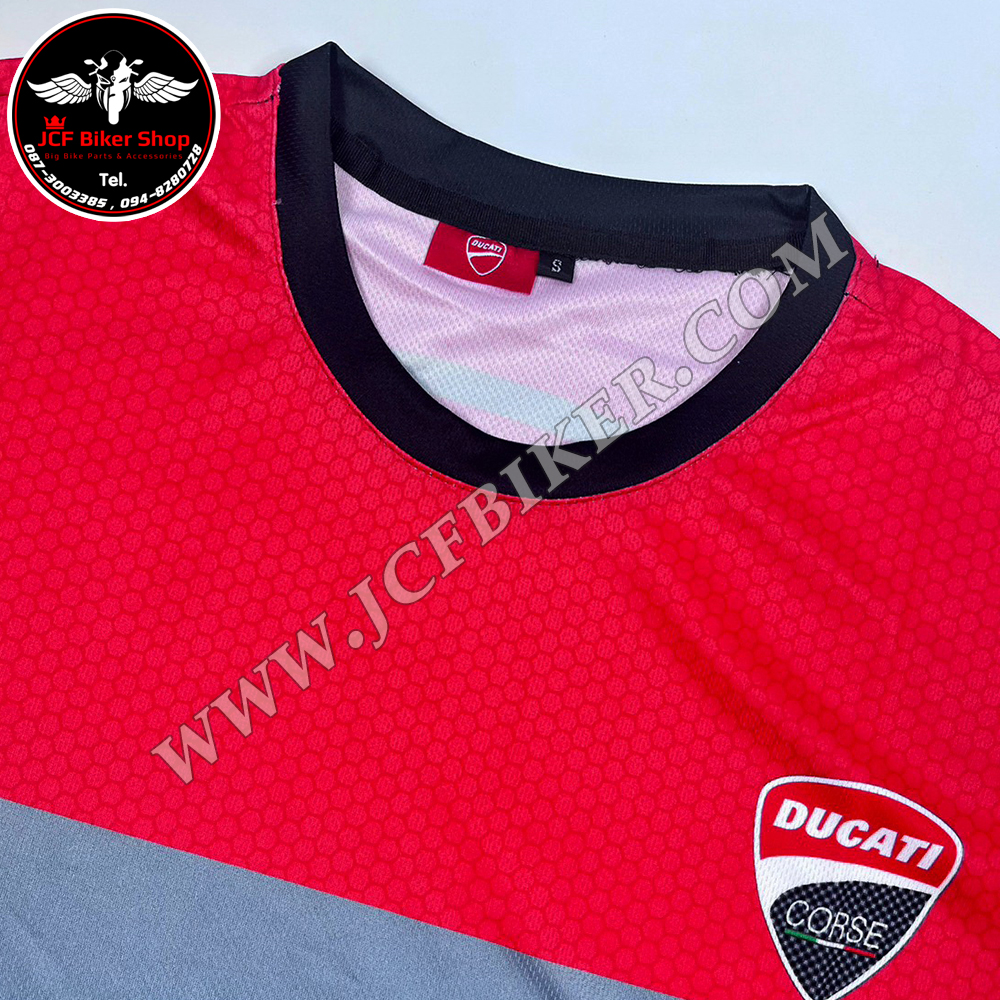 เสื้อยืดขี่มอเตอร์ไซค์ เสื้อยืดมอเตอร์ไซค์ เสื้อแขนยาว DUCATI JT-553L เนื้อผ้าไมโคไฟเบอร์มีประสิทธิภาพในการซับเหงื่อสูงไม่เหนียวติดตัว
