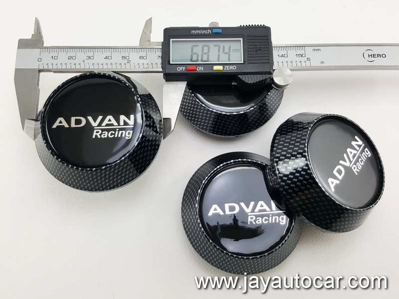 ฝาล้อรถยนต์ สำหรับ ล้อแม็ก สติ๊กเกอร์เรซิ่น ADVAN RACING ลาย เคฟล่า ขนาด 63.5 มิล 1ชุด 4ชิ้น สำเนา
