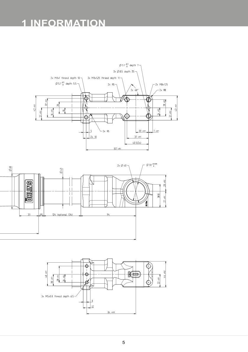 โช้คหน้า OHLINS FF520 FOR Universal Gold All