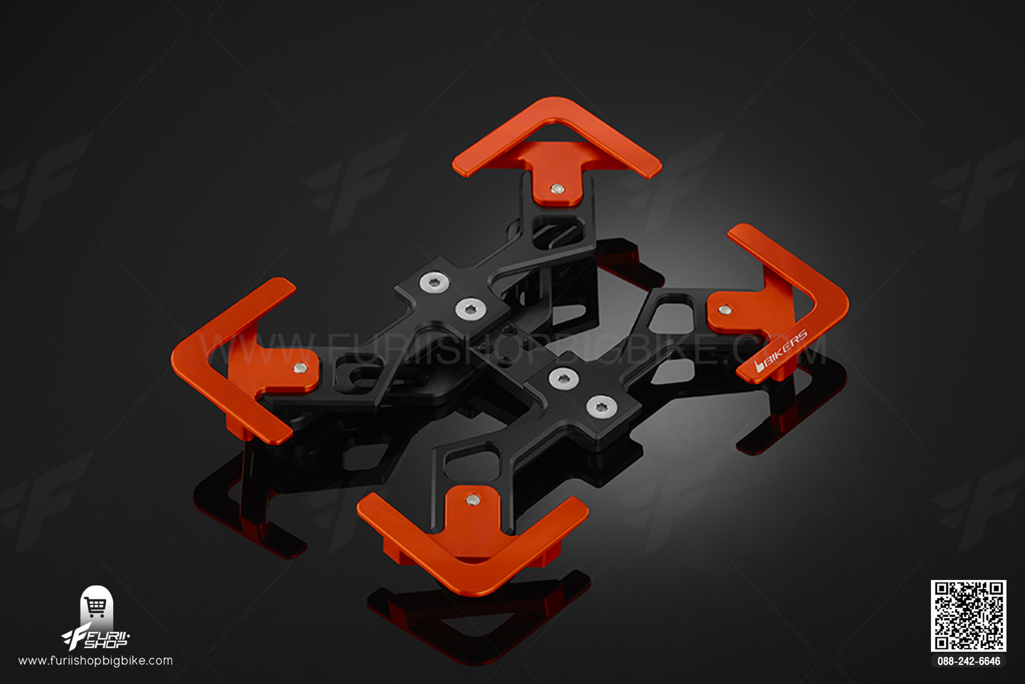 กรอบทะเบียน สีส้มเข้ม Premium Rear License Support