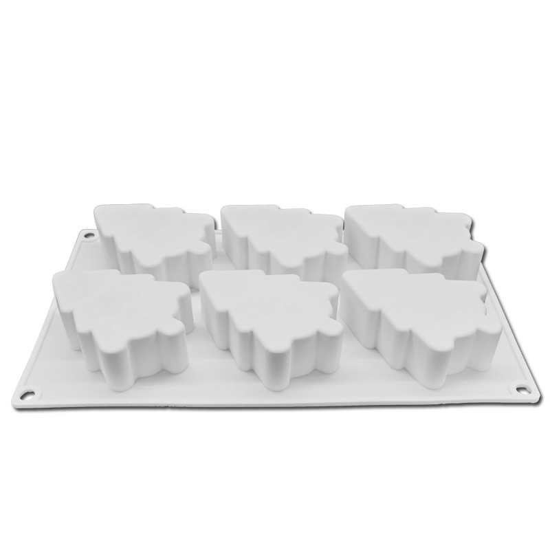 แม่พิมพ์ซิลิโคนต้นคริสต์มาส 6 แม่พิมพ์ช็อกโกแลตมูส