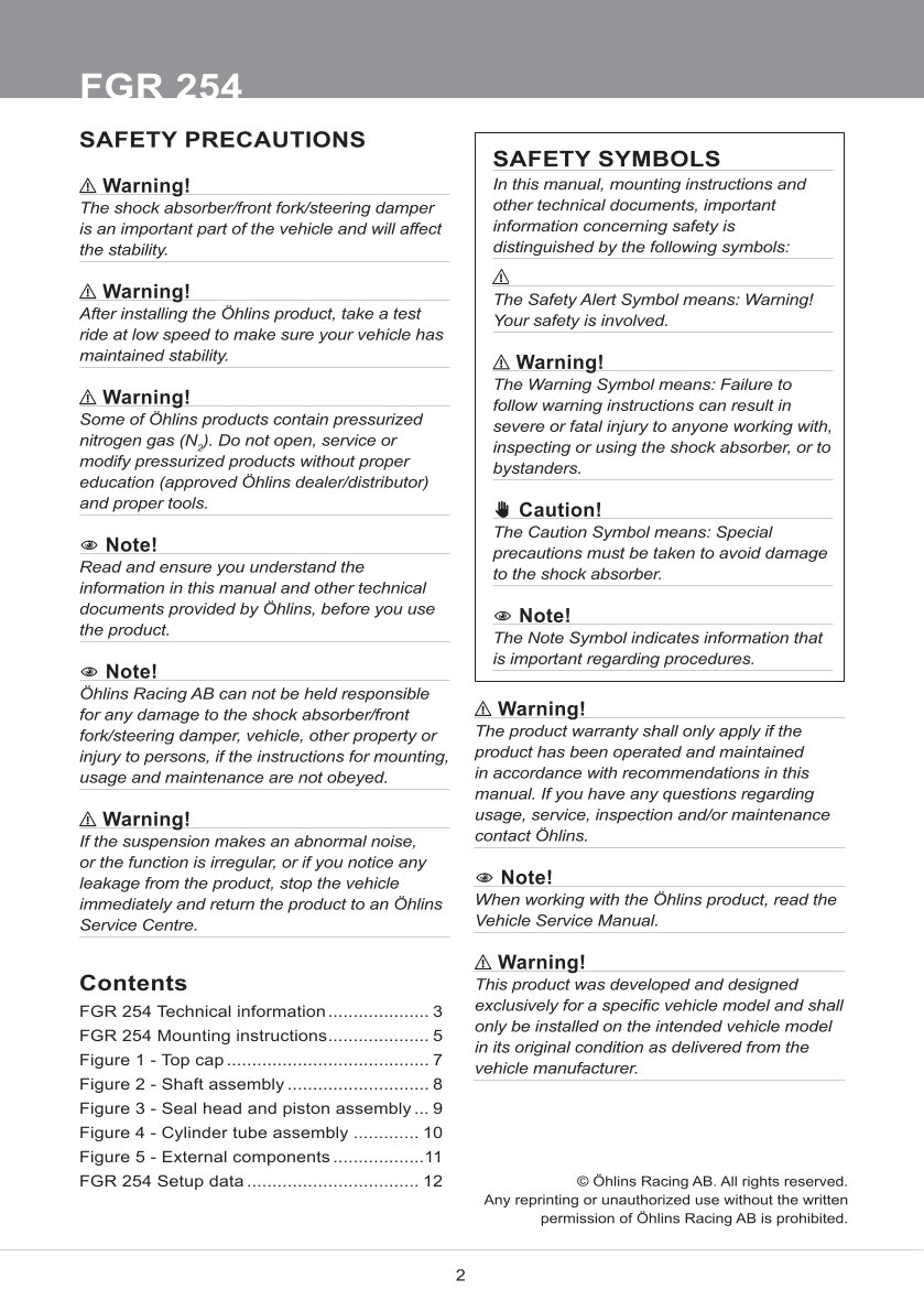 โช้คหน้า OHLINS FGR254 FOR Ducati Panigale V4 2020-2023