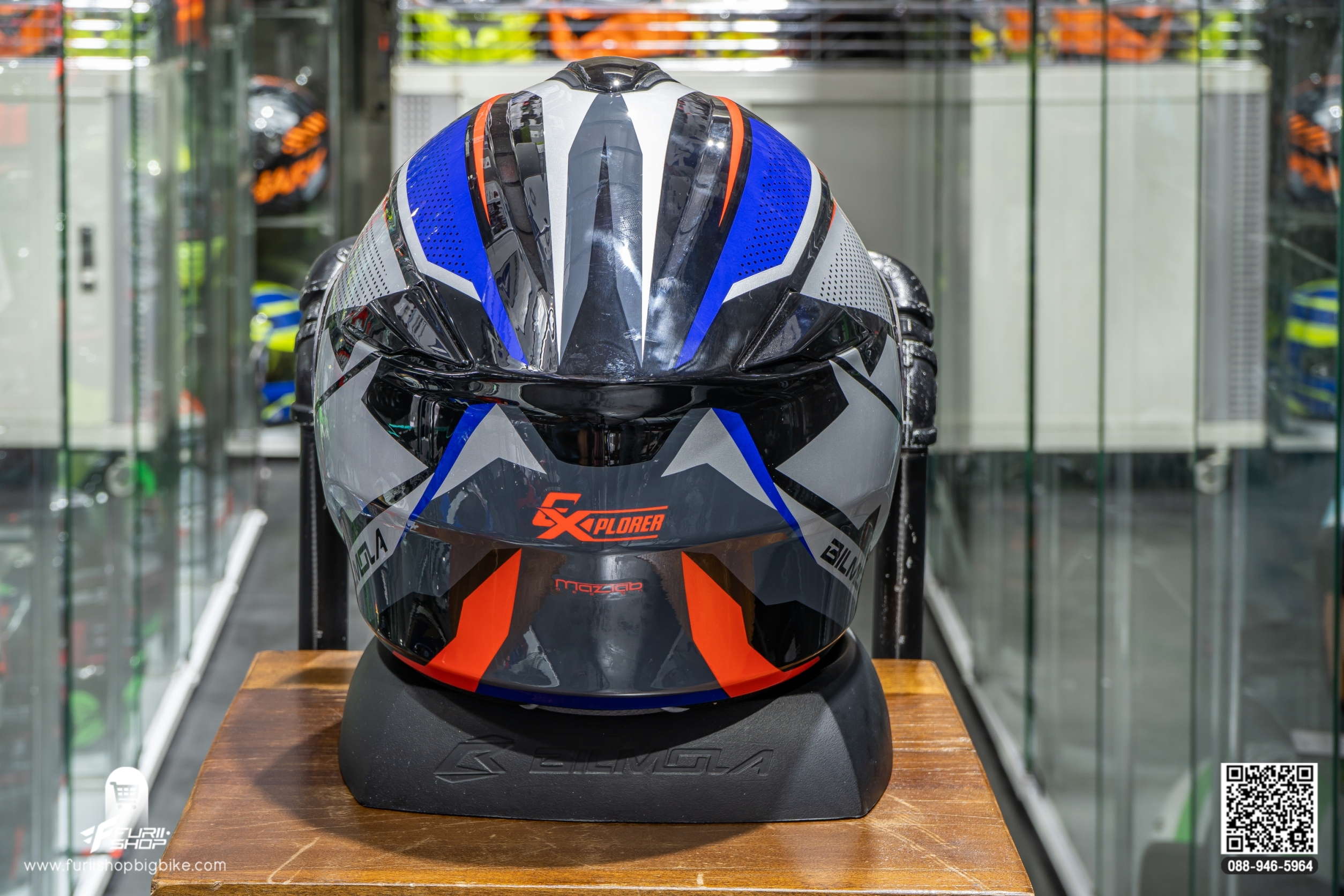 หมวกกันน็อค BIMOLA EXPLORER SX RED BLUE (GLOSSY)