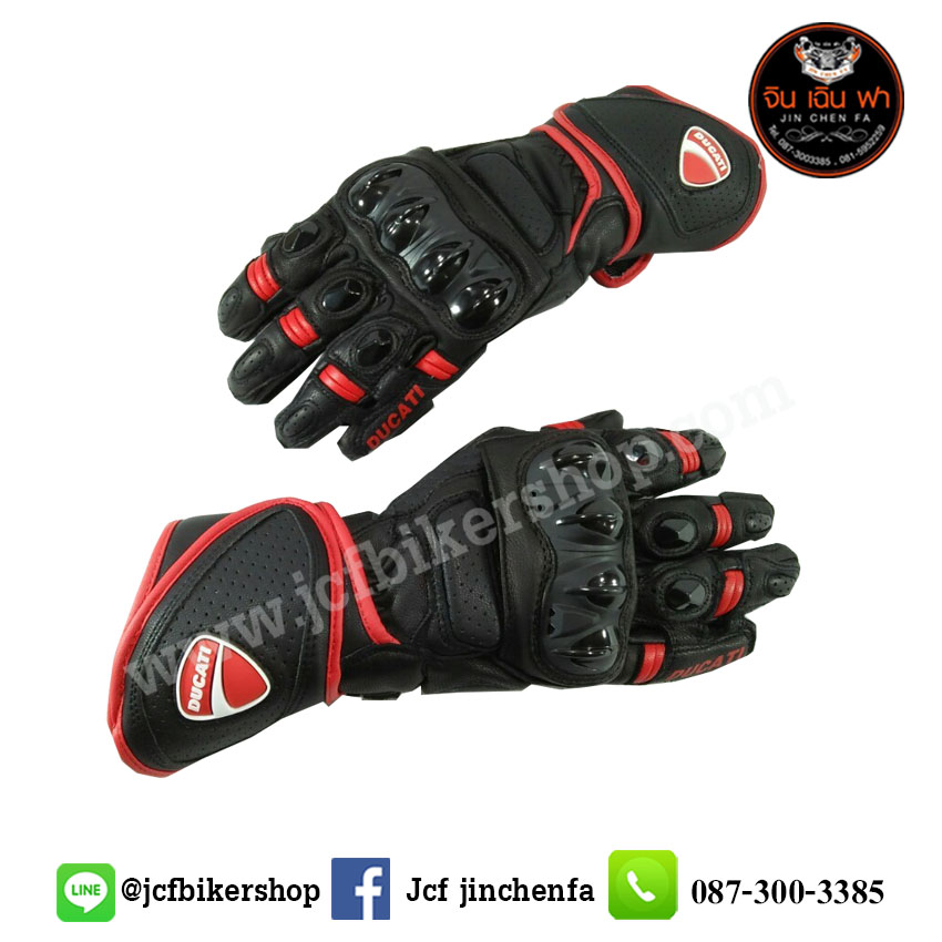 ถุงมือมอไซค์ ถุงมือมอเตอร์ไซค์ ถุงมือขับมอเตอร์ไซค์ ถุงมือ DUCATI ข้อยาว V2