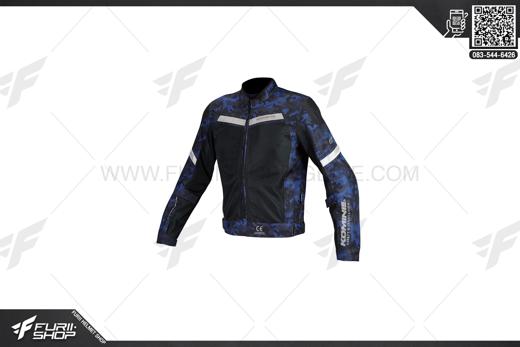 เสื้อแจ็คเก็ต KOMINE Jk-127 ProTect Half Blue/Camo/black