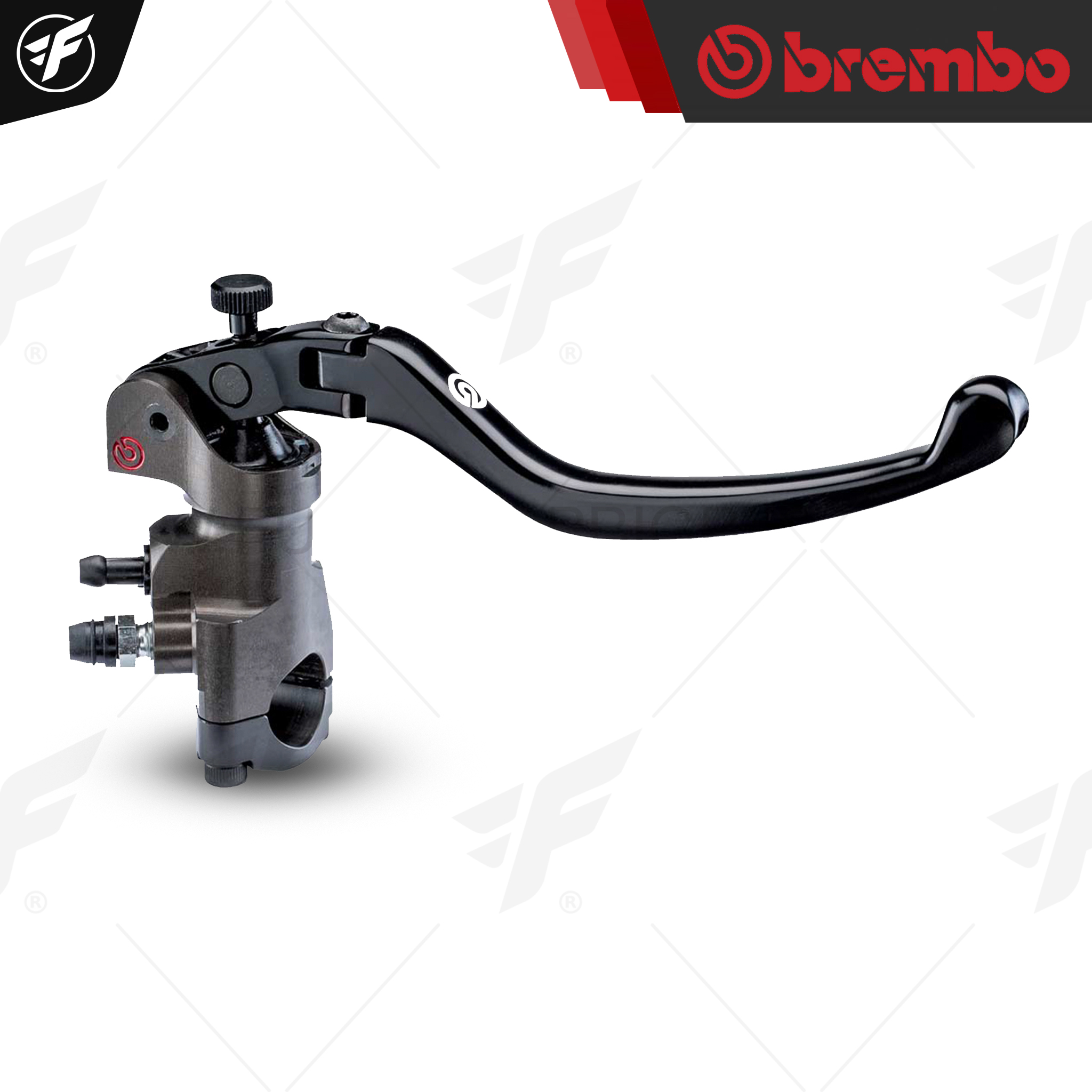 ปั๊มเบรคบน BREMBO Racing red logo โลโก้แดงเบรค(ขวา) 19x18