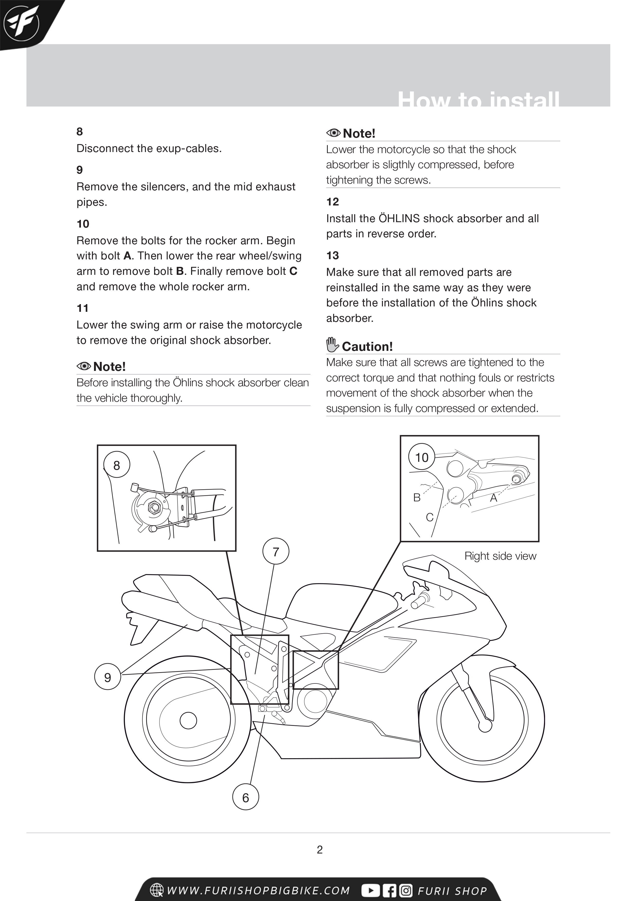 โช๊คหลัง OHLINS Sweden DU931 For Ducati 848/1098/1198