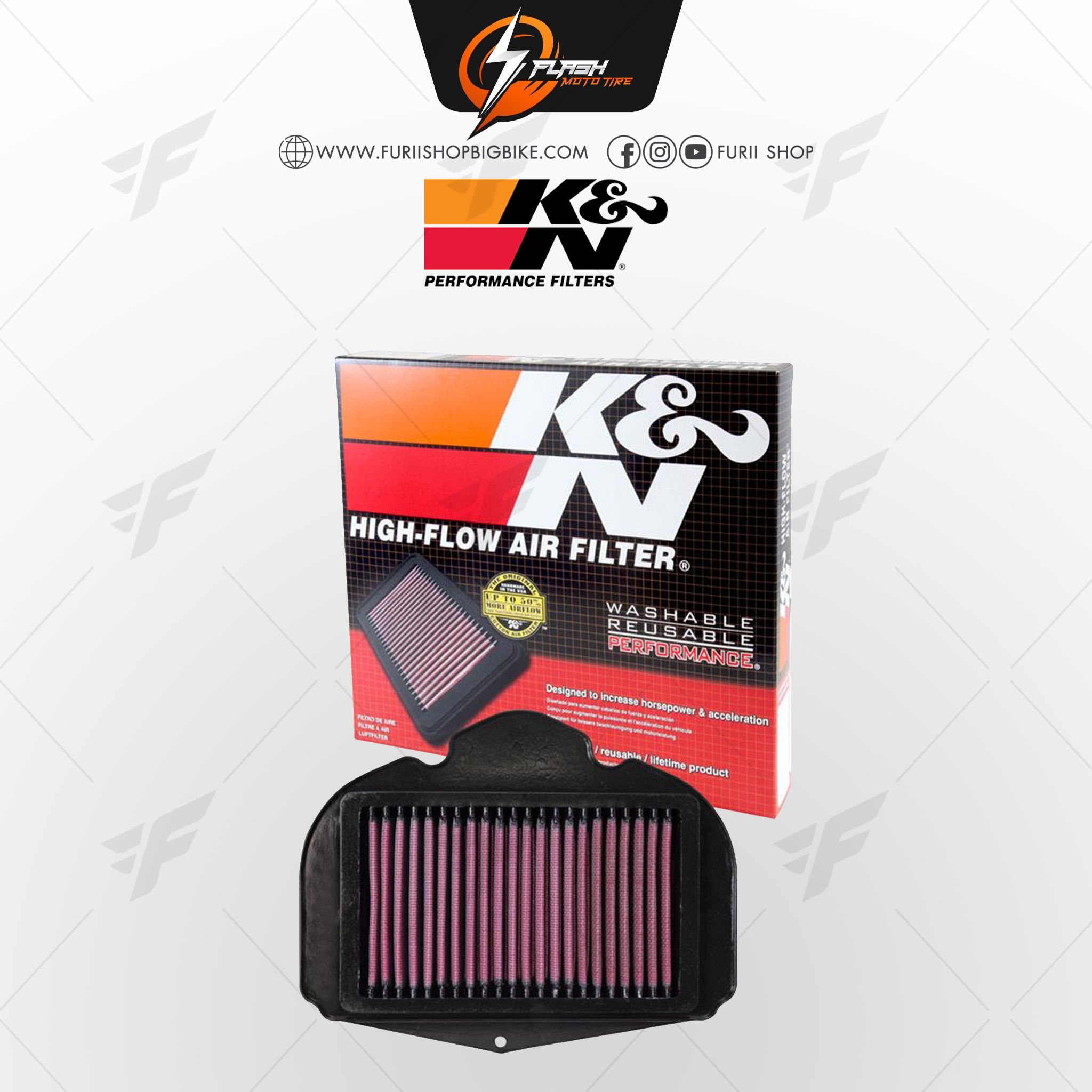 กรองอากาศ K&N สำหรับ YAMAHA