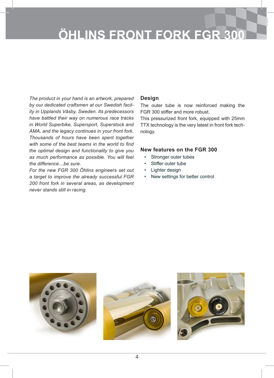 โช้คหน้า OHLINS FGR300 FOR Universal FGR 300 Superbike 750mm All