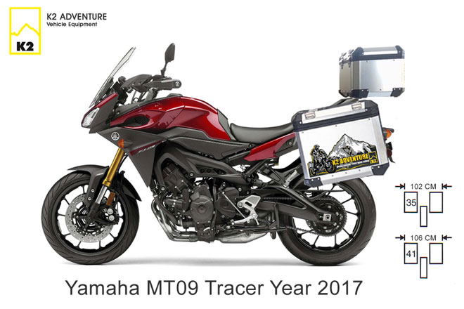 กล่องข้าง ปี๊บบน พร้อมแร็คและเพลท K2 PRO 28L, 40L FOR Yamaha MT09 Tracer