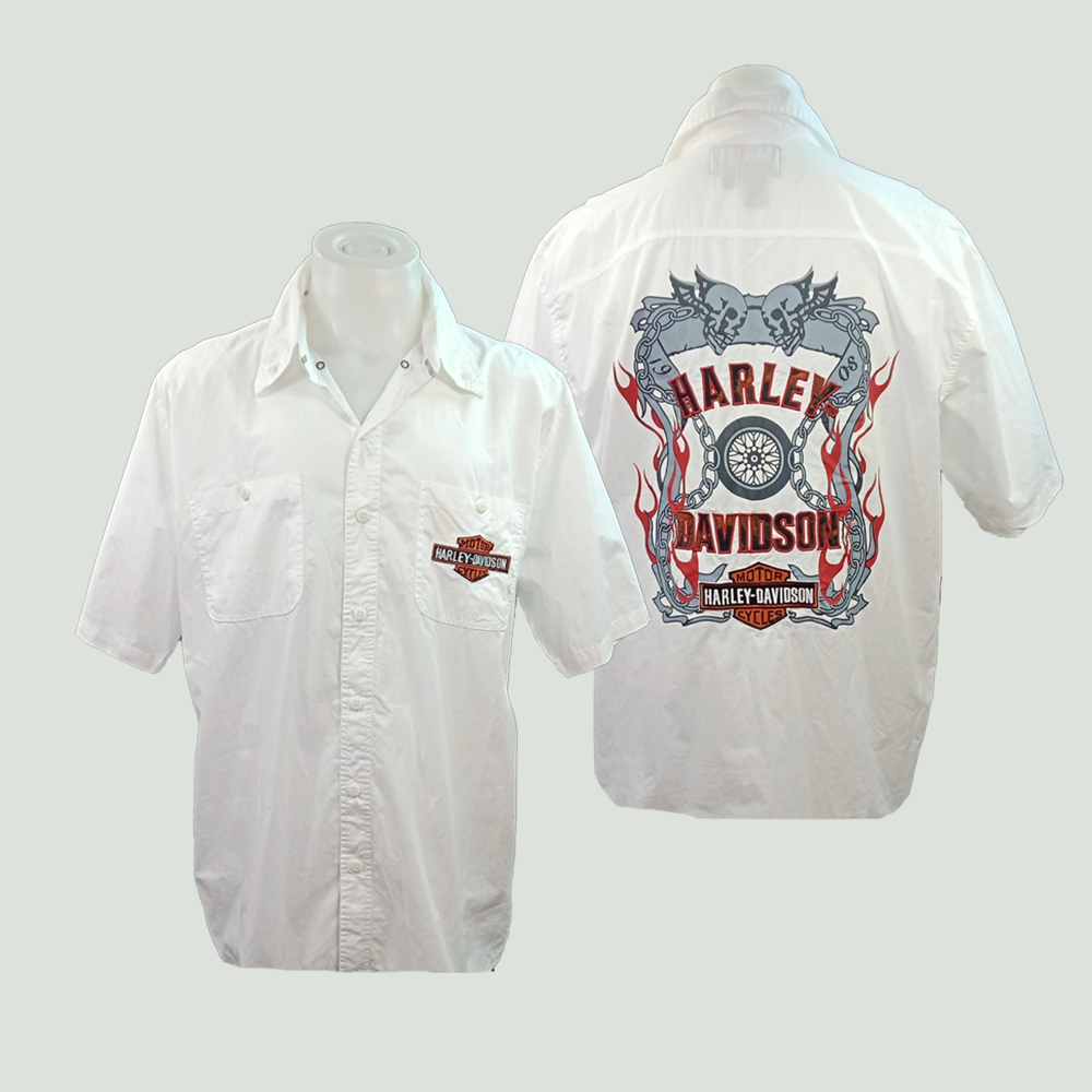 เสื้อ Shirt H-D แขนสั้นปักลาย #99073 ไซส์ XL