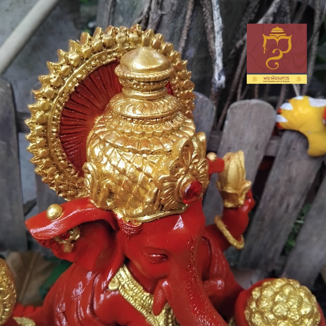 พระพิฆเนศ ปางรีนาโมจัน ปางปลดหนี้ปลดสิน อภิลาภแห่งความอุดมสมบูรณ์ วรกายสีแดงเข้ม