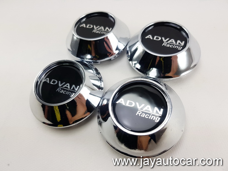 ฝาล้อรถยนต์ ฝาล้อแม็กซ์ สำหรับ ล้อแม็ก สติ๊กเกอร์เรซิ่น โลโก้ ADVAN RACING สีเงิน ขนาด 60 มิล 1ชุด 4ชิ้น