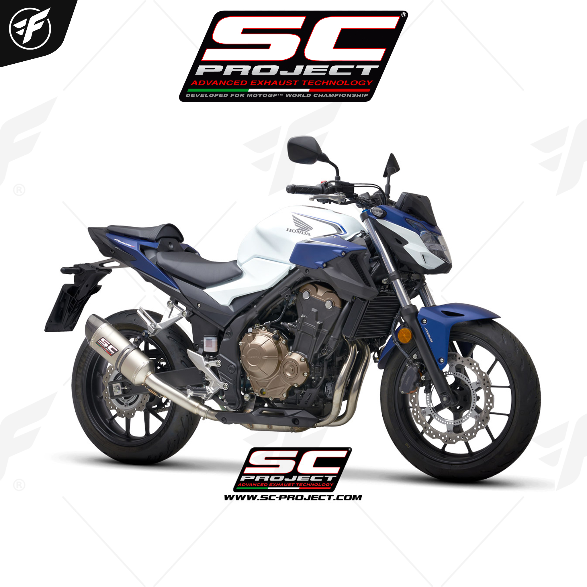 HONDA CB500 (2019 - 2020) - F - X - EURO 4 Oval Muffler, with carbon fiber end cap