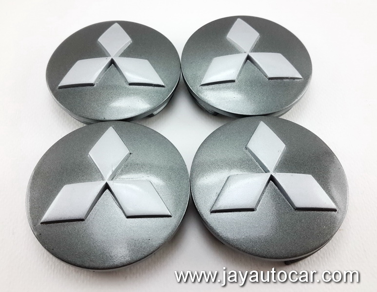 ฝาล้อรถยนต์ ฝาล้อแม็กซ์ ฝาล้อแต่ง MITSUBISHI สำหรับ ล้อแม็ก เดิม แท้ สีเทา โลโก้สีขาว 1ชุด 4ชิ้น ไซต์มาตรฐาน