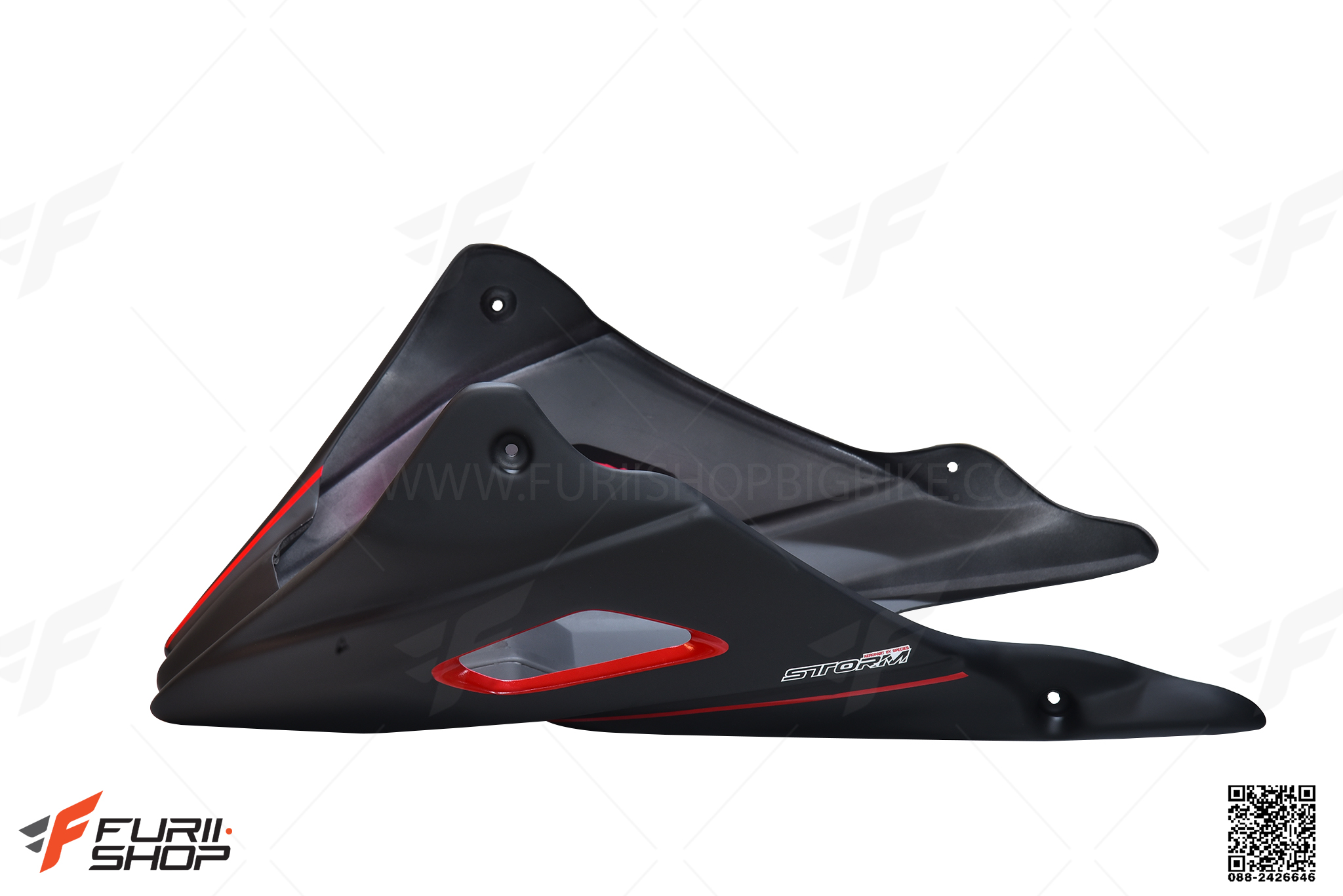 อกล่าง STROM FOR HONDA CB650R ดำด้านเส้นแดง