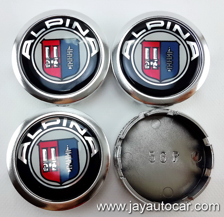 ฝาล้อรถยนต์ ALPINA สำหรับ ล้อแม็ก สติ๊กเกอร์ ALPINA สีเงิน ขนาด 56 มิล 1ชุด 4ชิ้น 56mm.