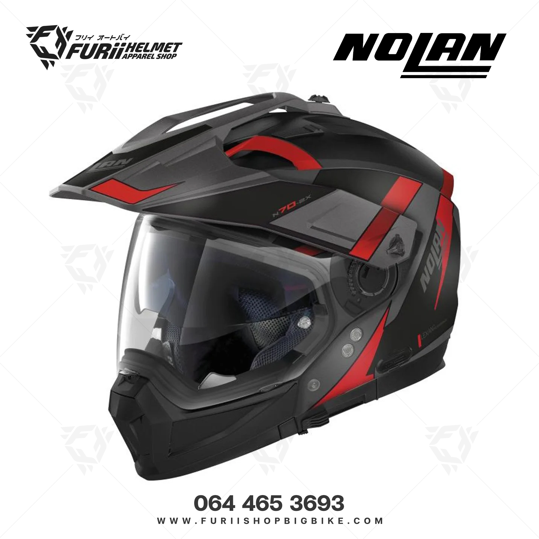 หมวกกันน็อค NOLAN Skyfall N-Com Flat Black Lava Grey (57)