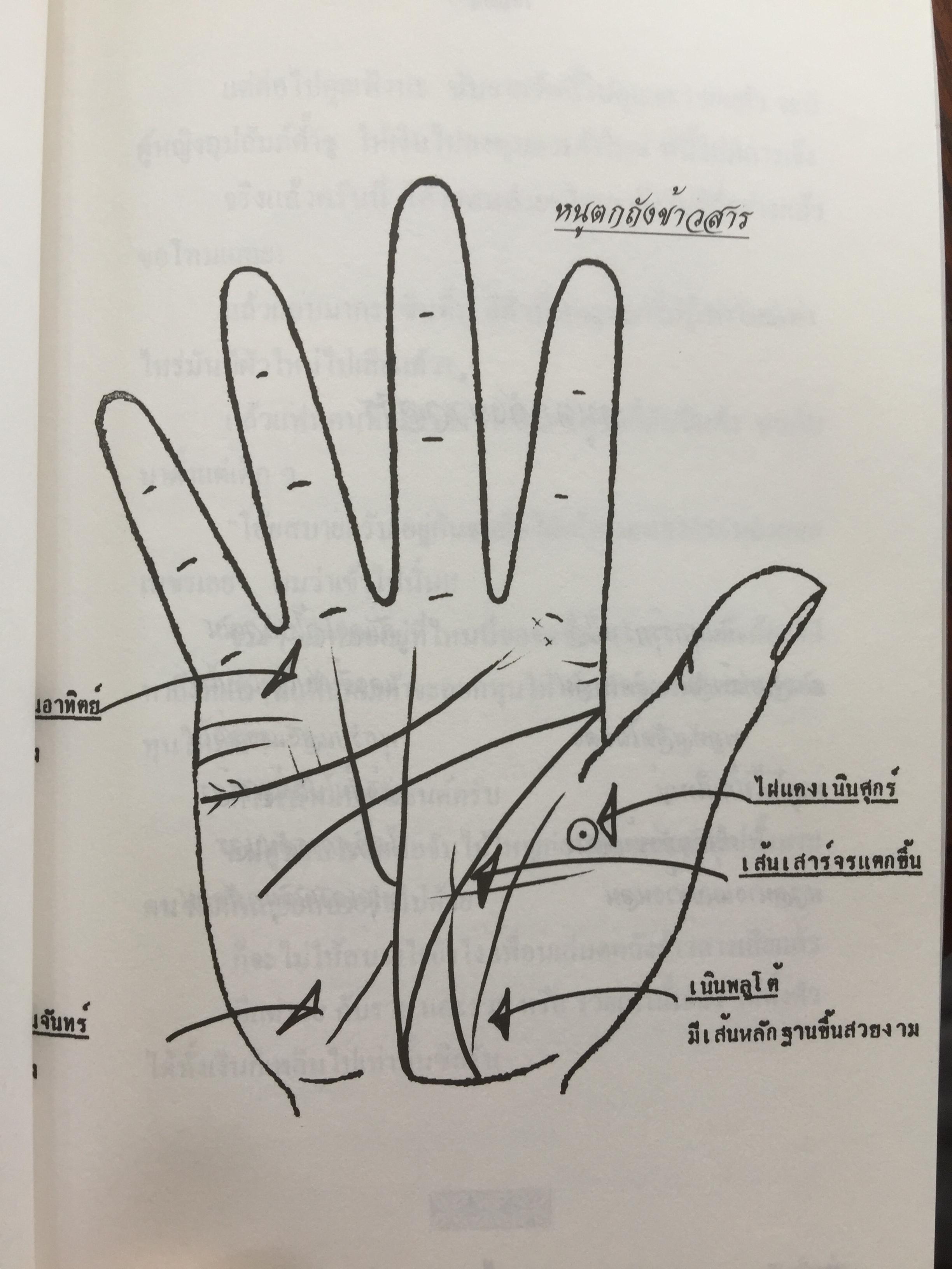 1)ลายมือคือตัวแทนของคุณ. ลักษณ์ เรขานิเทศ 2) แนะลายเส้นบนฝ่ามือ เสน่ห์ ชูกุล. 3)โหรใหญ่คุยเฟื่องเรื่องลายมือ บัญชา เลิศธนู 4) ทำนายลายมือ ทำนายปาน-ไฝ ทายใจ ทำนายอนาคต. ส.วิษณุรักษ์ 0 กก.