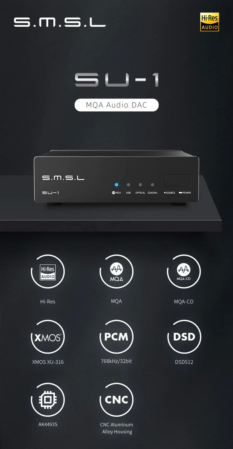SMSL SU-1 DAC ตั้งโต๊ะ ชิป AK4493S รองรับ MQA, Hi-Res ประกันศูนย์ไทย
