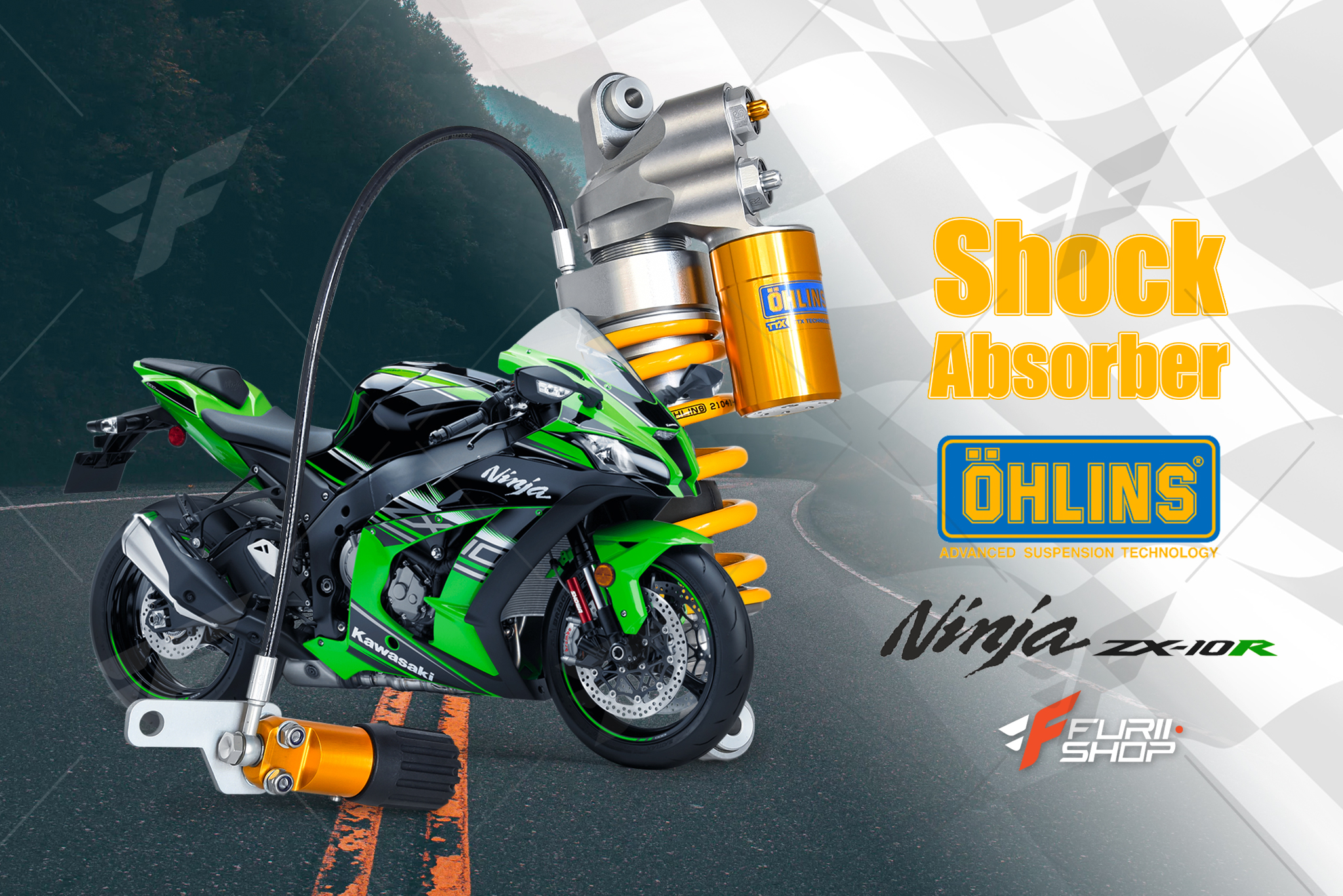 โช๊คหลัง OHLIN TTX GP FOR KAWASAKI ZX10R 2016-2017