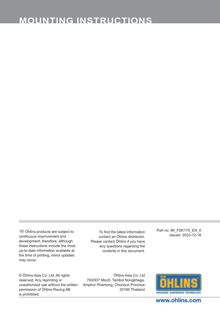 สปริงโช้คหน้า Ohlins FSK175 For Honda CB650R 2021-2023