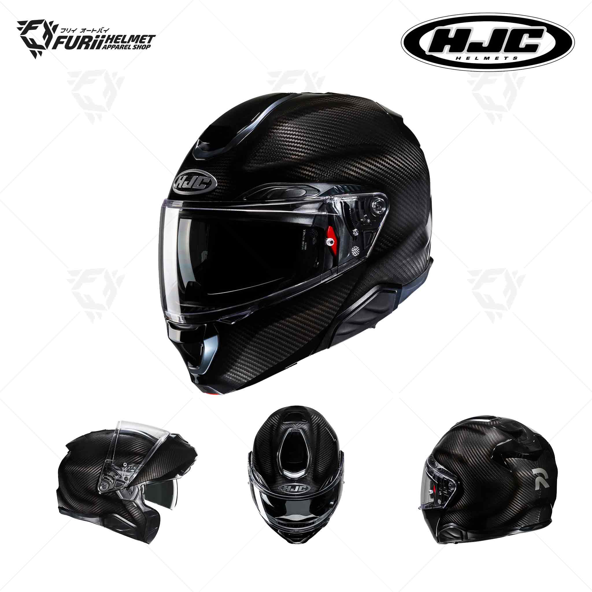 หมวกกันน็อค HJC RPHA91 CARBON Modular & Flip-Up ผิวเงา (มี มอก.)
