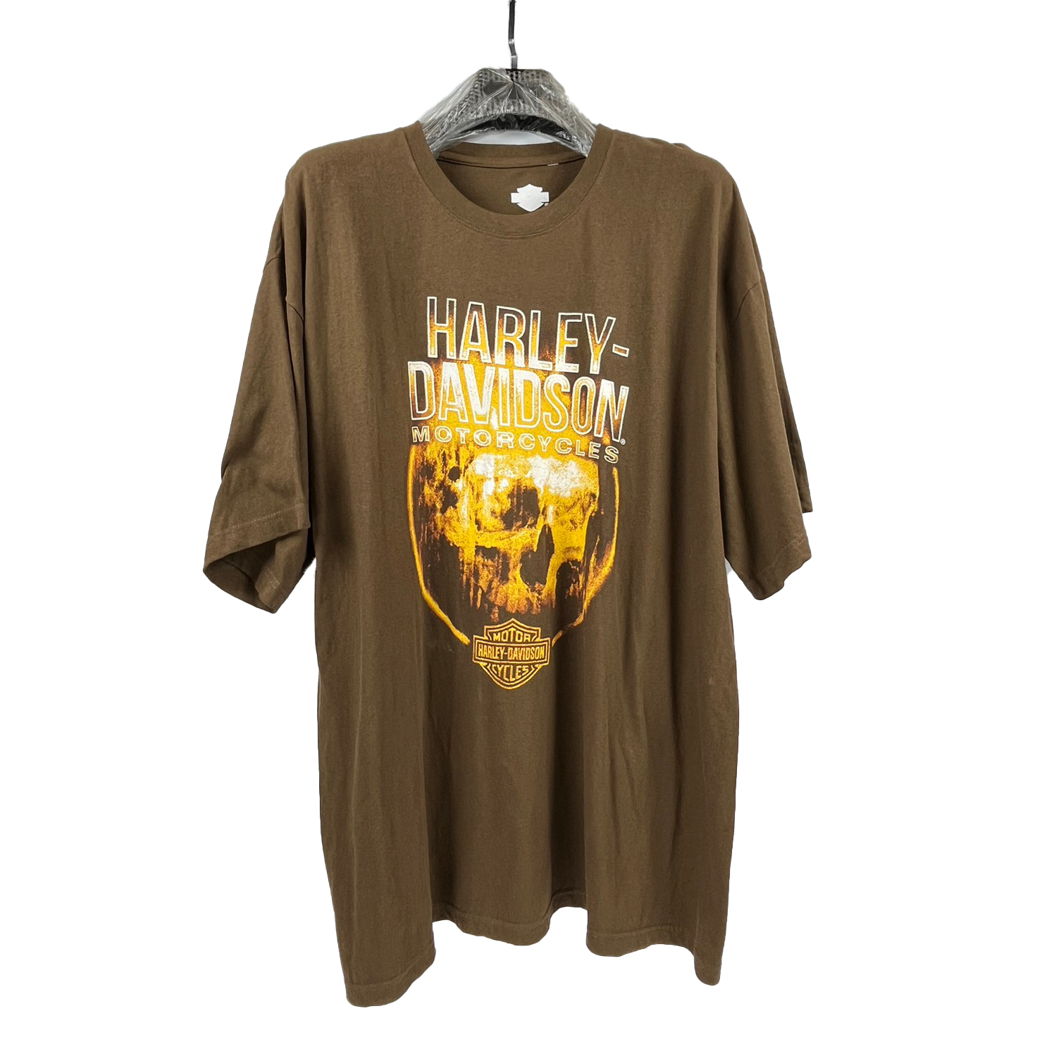 เสื้อยืดแขนสั้น H-D ลายกระโหลก #04 สีน้ำตาล 3XL
