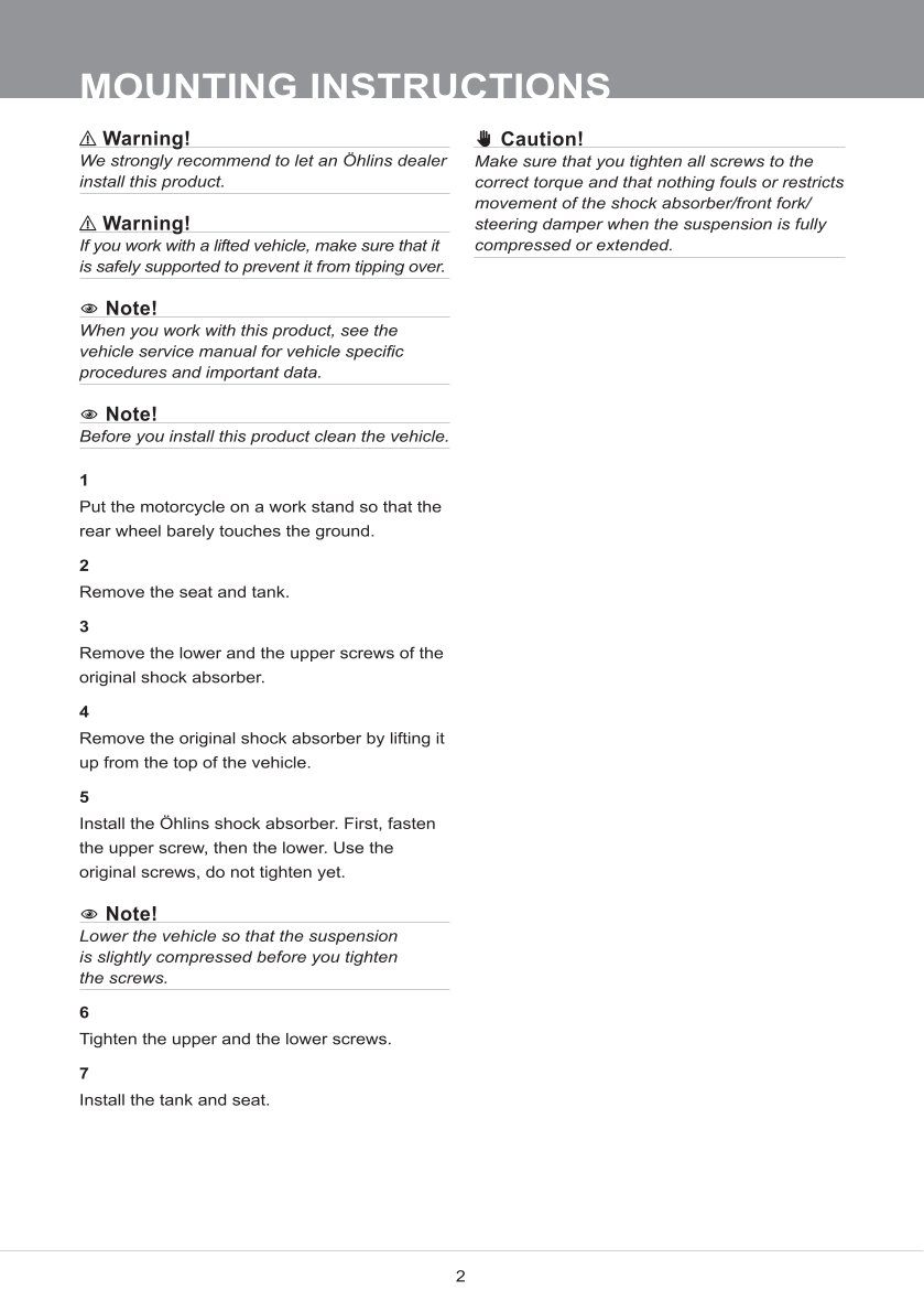 โช๊คหลัง OHLINS Sweden KA358 For Kawasaki ZX-10R 2011-2015