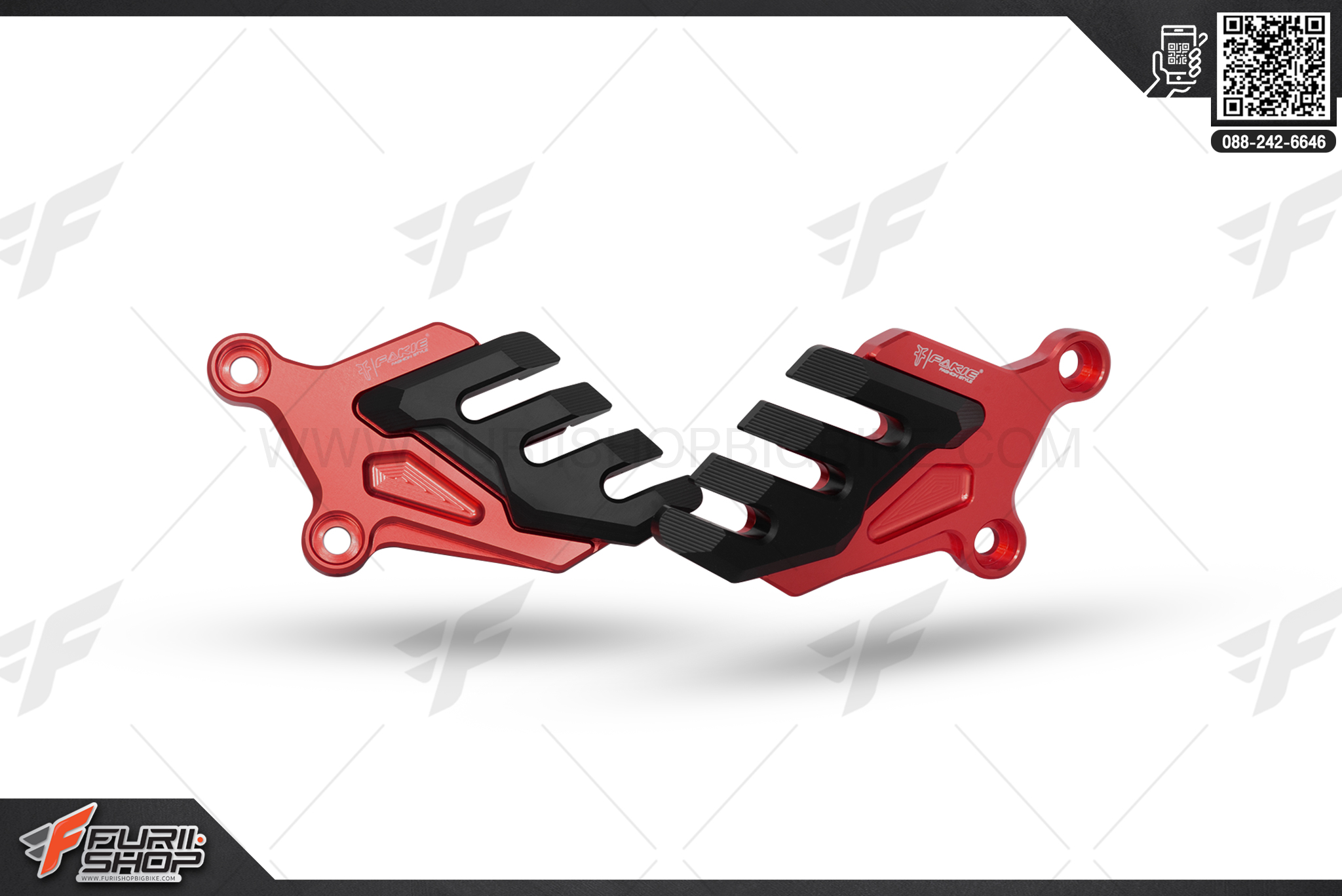 การ์ดบังปั๊มหน้า Fakie Ninja650 สีแดง