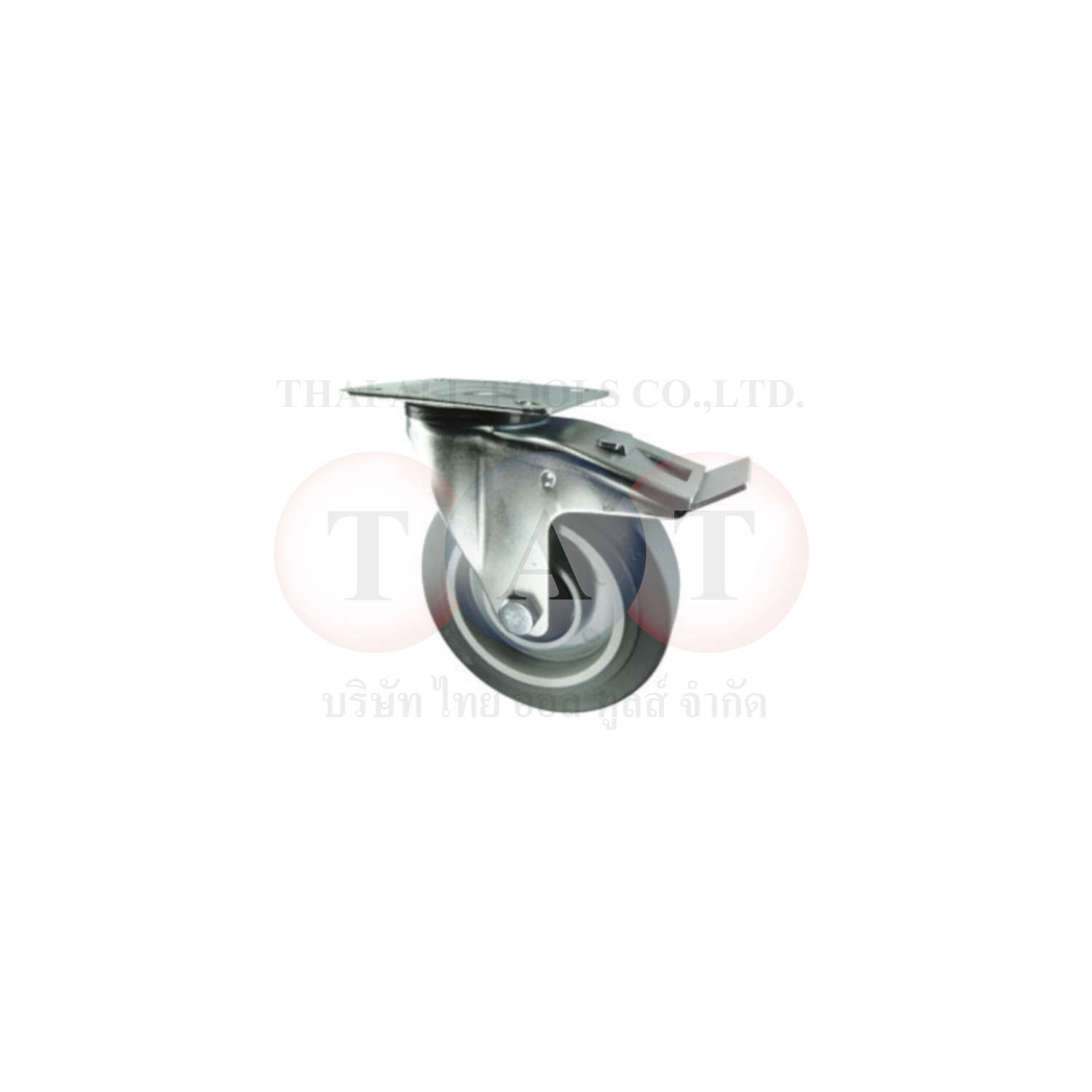 Atlas Workholders.BRAKED SWIVEL PLATE 80mm GREY RUBBER TYRE