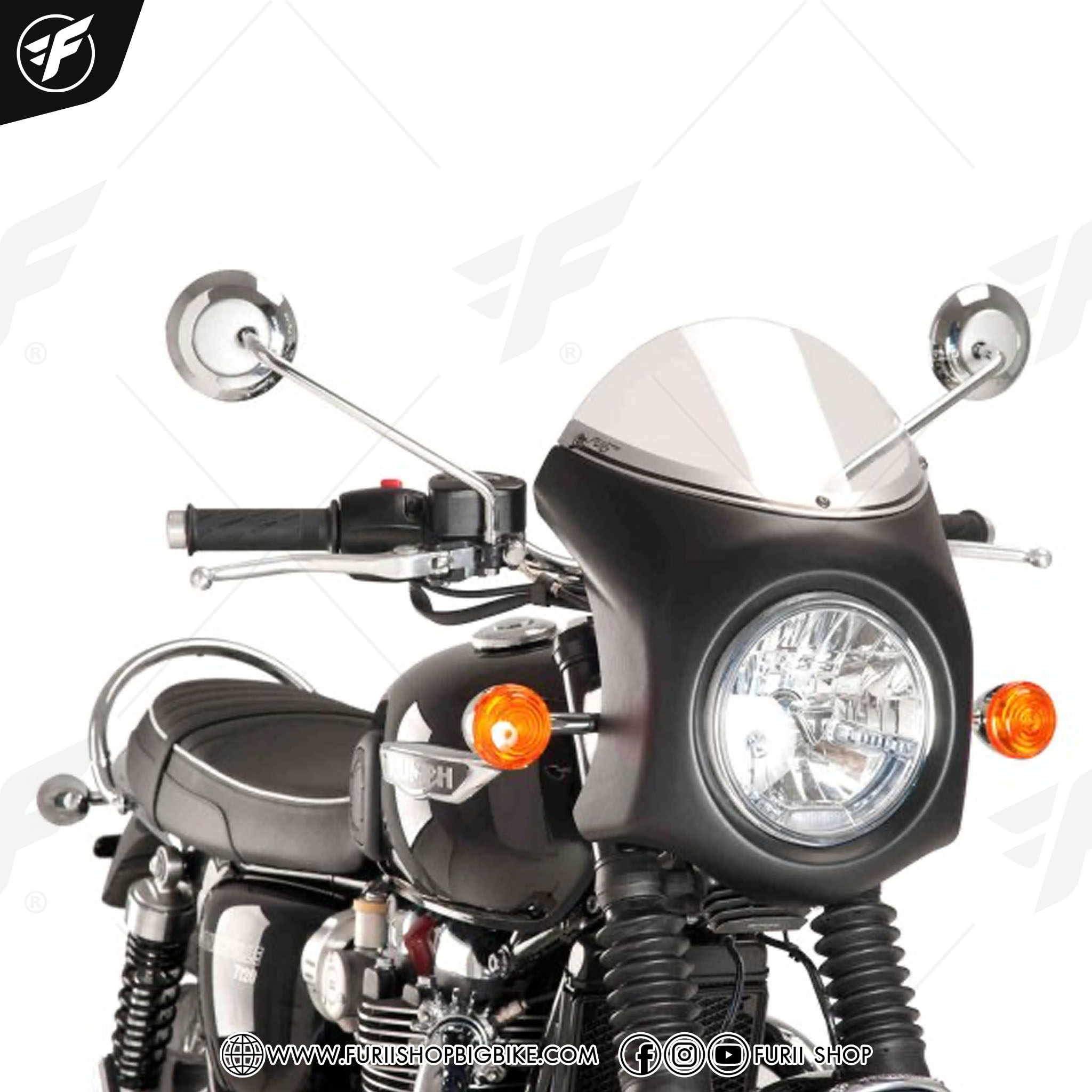 ชิวหน้า PUIG WINDSHIELD SEMI FARING FOR Triumph T100 2017-2021 Bonneville