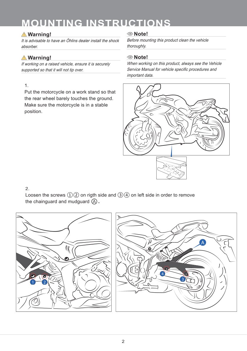 โช๊คหลังแต่ง Ohlins HO913 For Honda CBR650R ปี 2019-2023