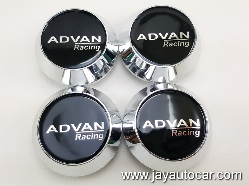 ฝาล้อรถยนต์ สำหรับ ล้อแม็ก สติ๊กเกอร์เรซิ่น ADVAN RACING สีเงิน ขนาด 63.5 มิล 1ชุด 4ชิ้น