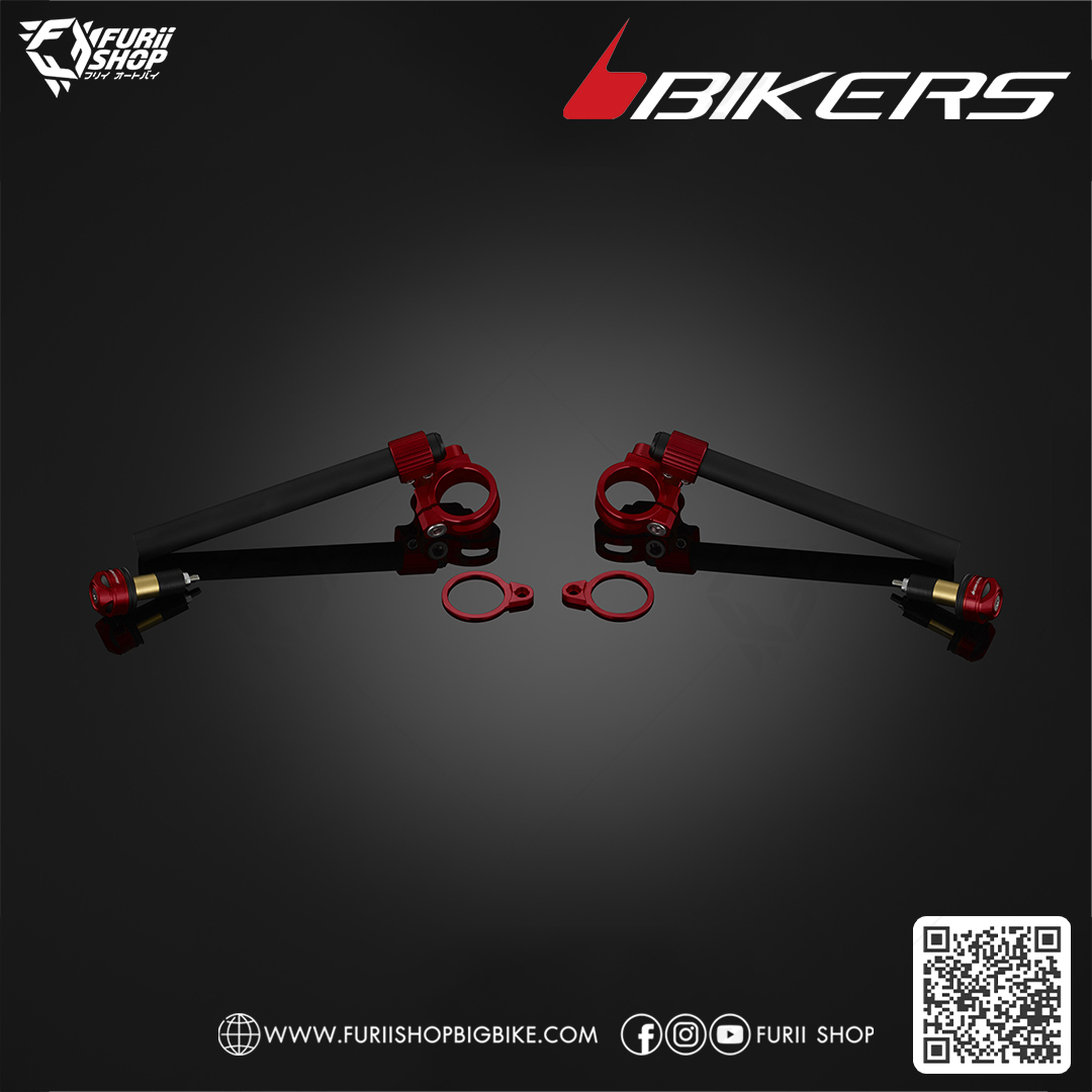 ชุดแฮนด์จับโช๊ค/แผ่นสเกลปรับองศาและปลายแฮนด์พร้อมทองเหลืองถ่วงน้ำหนักภายใน (Y0167) Bikers Adjustable Handle Bar Set with handle Bar caps : for Yamaha YZF-R3 2015-2018