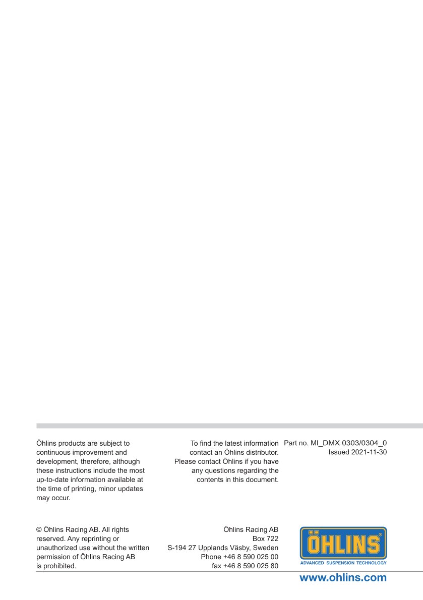 โช๊คหลังแต่ง Ohlins DMX0304 For Husqvarna FE 501 ปี 2020-2023