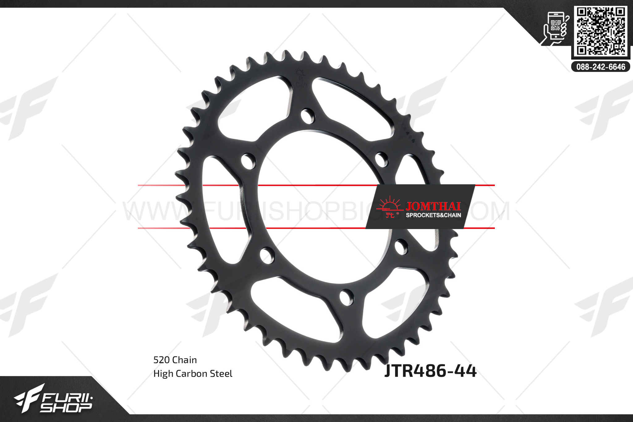 สเตอร์หลัง JOMTHAI (พระอาทิตย์) 44ฟัน รหัส JTR486-44 For Ninja250r, EX250
