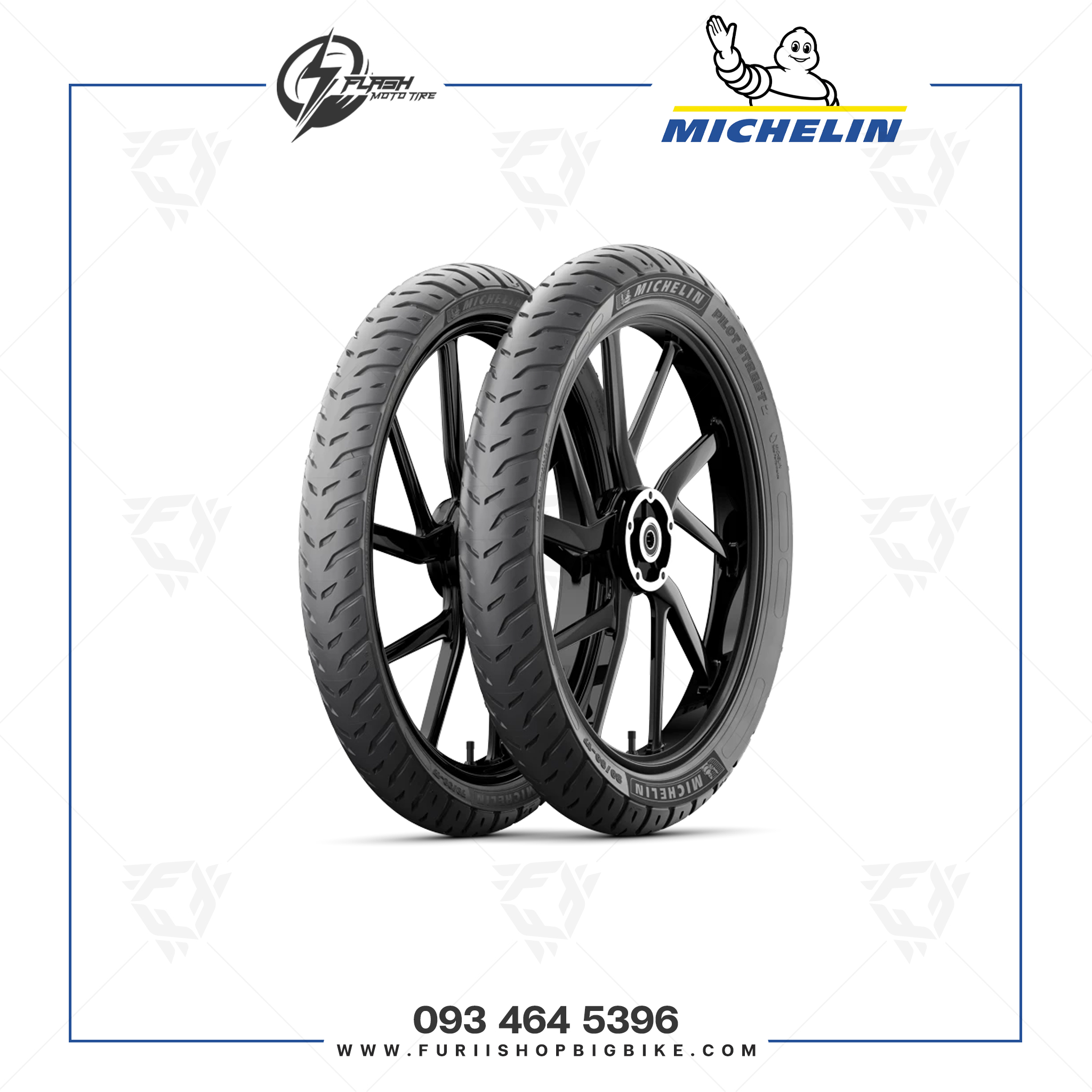 ยาง/ยางรถมอเตอร์ไซค์/ยางบิ๊กไบค์ MICHELIN PILOT STREET 2 : 90/90-12 M/C 54S TL