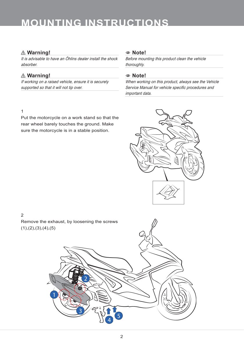 โช๊คหลังแต่ง Ohlins YA786 For Yamaha Aerox/NVX 155 ปี 2017-2020