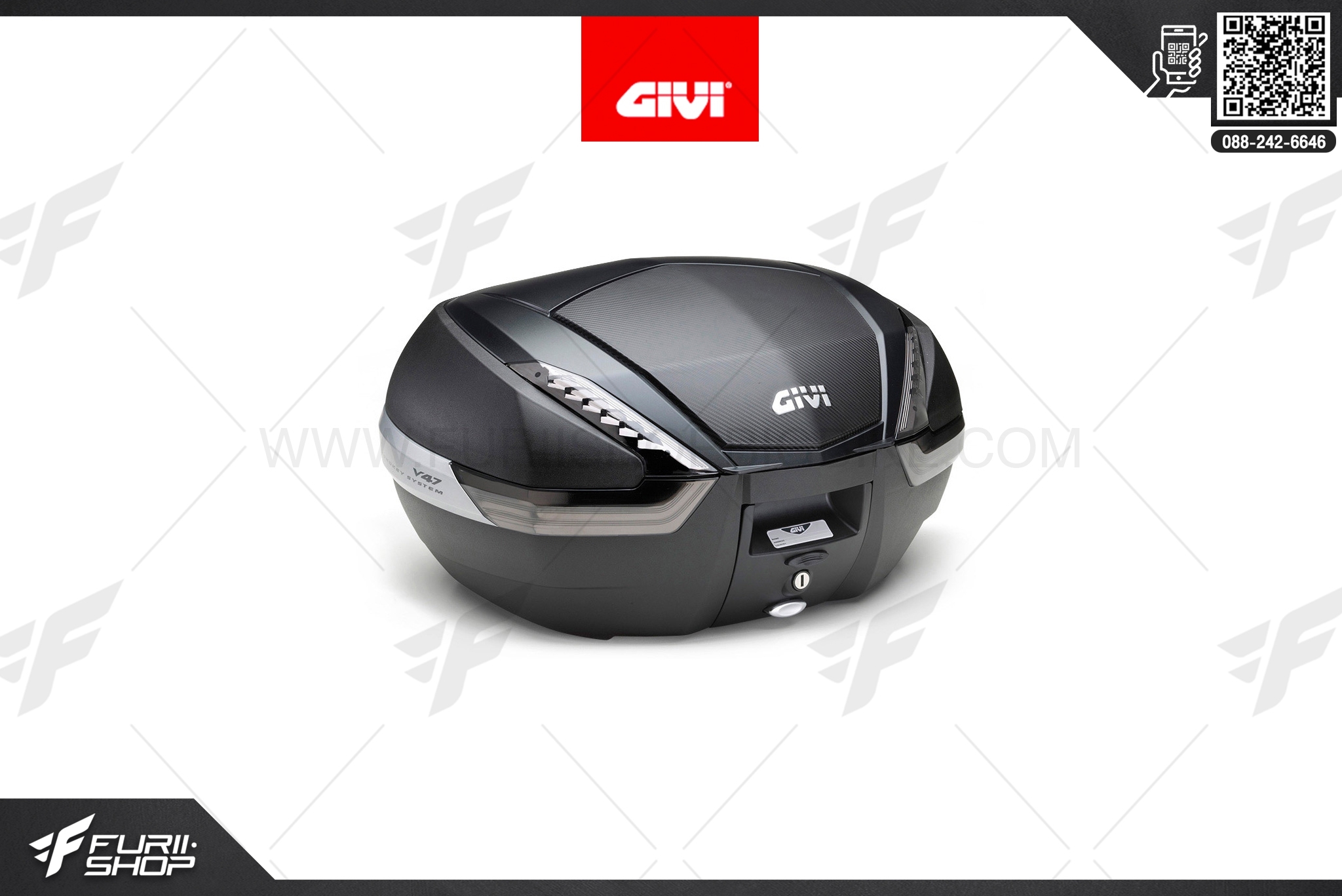 กล่องหลัง GIVI Top Cases V47NNT : V47 with smoked reflectors and carbon cover, Black