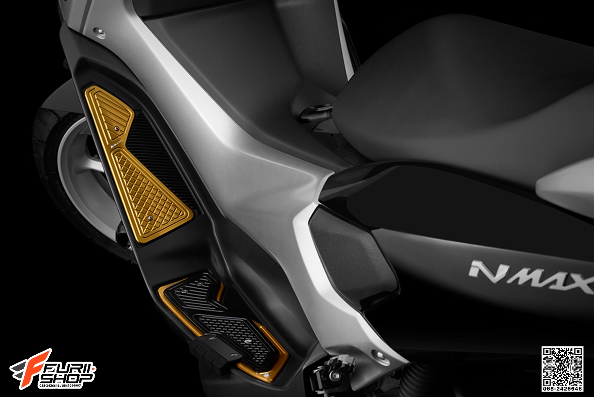 แผ่นวางเท้าพร้อมกันล้มด้านข้าง BIKERS สีทอง FOR YAMAHA NMAX155