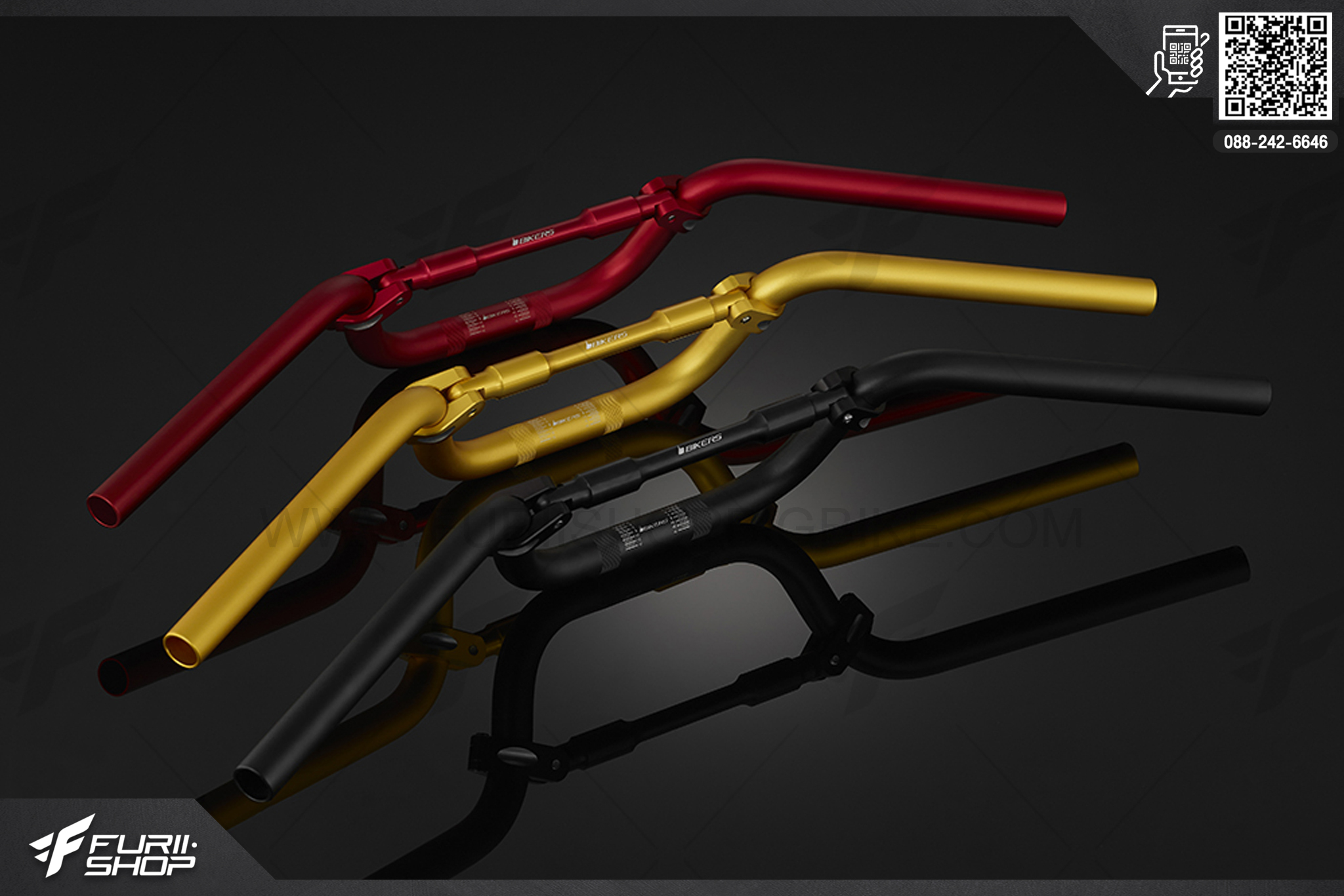 ชุดแฮนด์บาร์พร้อมแกนค้ำแฮนด์ (Handle Bar With Cross Bar) Bikers Honda PCX 150 (2016-2017) แฮนด์มอร์เตอร์ไซค์ แฮนด์บิ๊กไบค์ handlebar แฮนด์บาร์