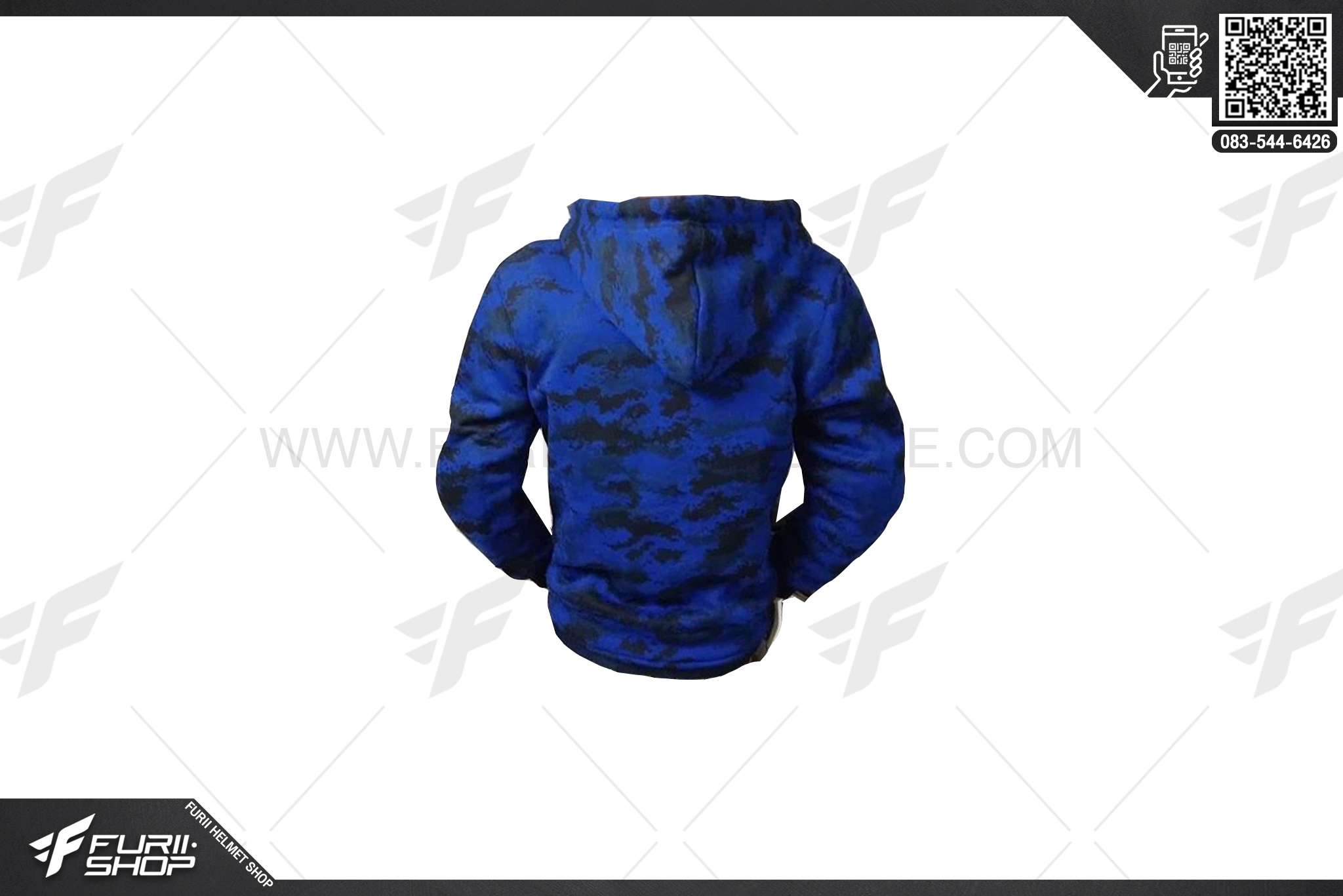 เสื้อแจ็คเก็ต KINGPANTHER HOOD พรางน้ำเงิน