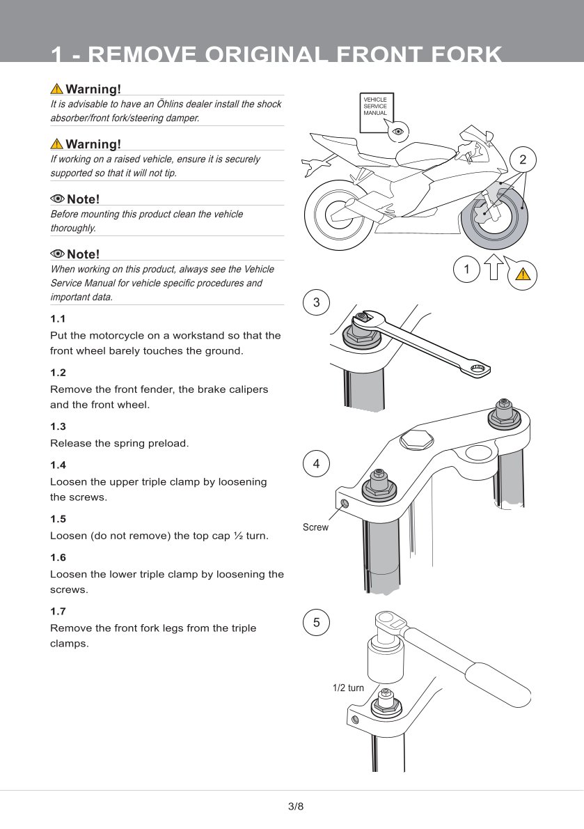 สปริงโช๊คหน้า โช๊คอัพ โช๊คแต่ง โช๊คมอเอตร์ไซค์ OHLINS FGK232 NIX30 KAWASAKI Z1000 2014-2016