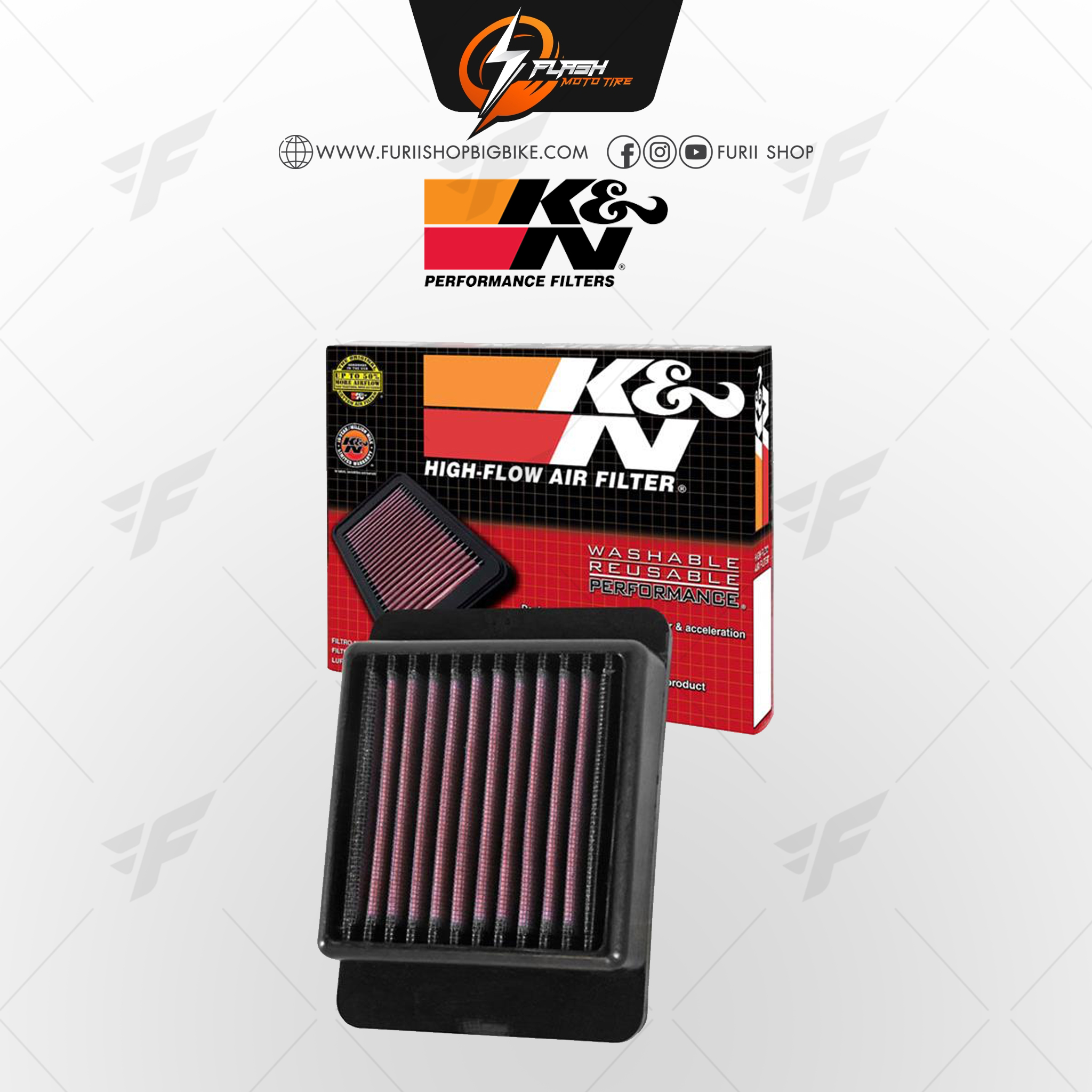 กรองอากาศ K&N สำหรับ YAMAHA