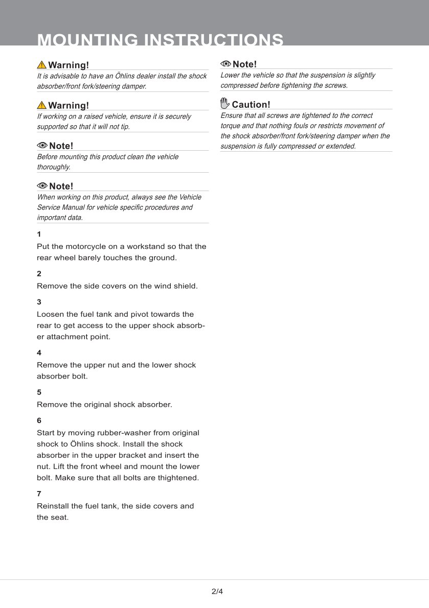 โช๊คหลังแต่ง Ohlins BM216 For BMW R 1150 GS Adventure ปี 2002-2005