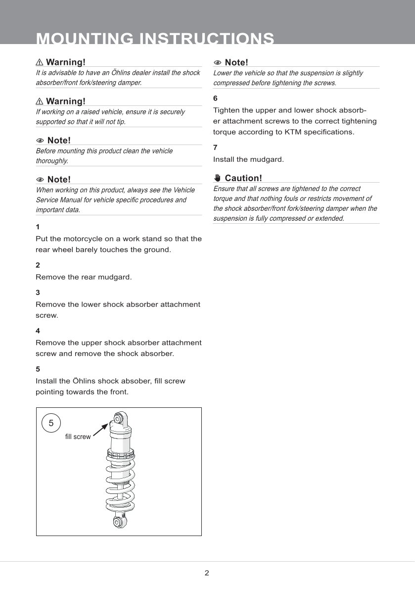 โช๊คหลังแต่ง Ohlins KT301 For KTM 125 Duke ปี 2013-2021